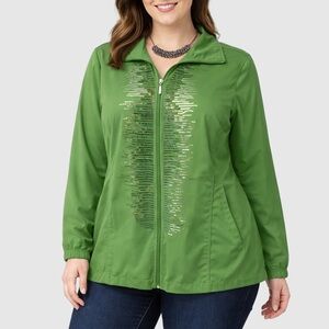 Activology Lime Green Sequin Lightweight Jacket 1X